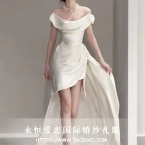 미니 웨딩 드레스 야외 브라이덜샤워 셀프 오프숄더