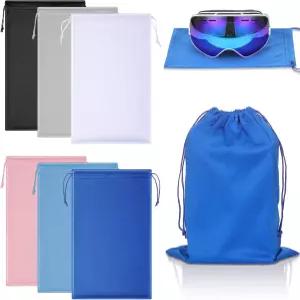 코노한 6피스 극세사 스키 고글 가방 보호 겨울 보관용 소프트 드로스트링 파우치 10 x 7 인치