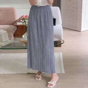 [신상오픈런]여성 대형 사이즈 트임 플리츠 롱스커트 (39180611)