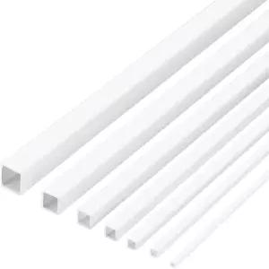 BENECREAT 48Pcs ABS 플라스틱 사각 튜브 0.06/0.1/0.12/0.16/0.2/0.26/0.33 인치 흰색 막대 DIY 모래