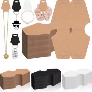 글락스 200pcs 2 x 5인치 보석 디스플레이 카드 세트 브라운 크래프트 종이 팔찌 행 태그 열쇠고리