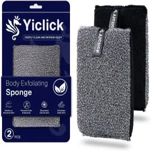 이클릭 각질 제거 바디 스크러버(2팩) 샤워 목욕용 스펀지 스크러버 스크러버용 제거제 손잡이가 있는 루파