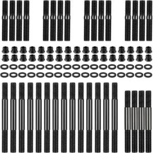 ISINFLASH 12점 실린더 개스킷 헤드 스터드 볼트 세트 쉐보레 소형 블록 SBC 350 265 267 283 302 305 307