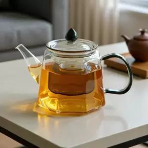 유리 스텐 육각 주전자 그레이 500ml 티포트 찻주전자 티팟 홈카페
