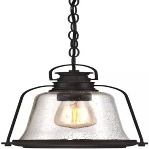 웨스팅하우스 6339900 브린 원라이트 야외 펜던트 하이라이트가 있는 오일 러빙 브론즈 마감 투명 시드