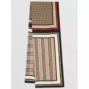 [롯데백화점]버버리 Monogram 아이콘 스트라이프 앤 체크 프린트 실크 스카 8011951