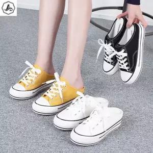 [애슬릿] 키높이 뮬 스니커즈 캔버스 운동화 5.5cm