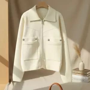 [하프클럽/]여성 크롭카라 포켓 니트집업 가디건