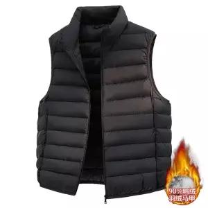 가을 동계 남자 트렌디 아이템 조끼 패딩 신국표 융털 압착 아우터 후드 없는 차이나넥 HT4