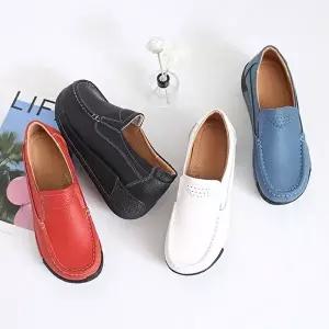 [옷자락]여자 데일리 편한 키높이 가죽 슬립온 로퍼