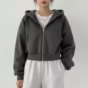 [라일리여성의류] Rly 여성 4컬러 웜핏 기모 크롭 후드집업 LK D0