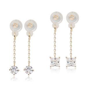 [14K GOLD] 드롭 큐빅 실리콘 뒷장식(2type)(1쌍)