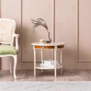 [퍼니프랑] 수입 유럽형 빈티지 엔틱가구 RG 31 원형 대 미색 거실 침실 협탁