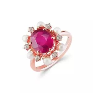 14k 로망스 천연 루비 반지 다이아몬드)