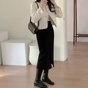 [코코블랑] 위드벨트 슬릿 롱스커트