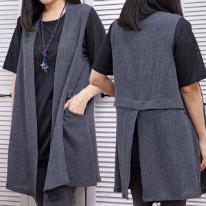 요루지 뒷트임 오픈 롱 조끼/ 22SS93-1 / 엄마옷 / 할머니옷 / 빅사이즈 / 실버다이아몬드