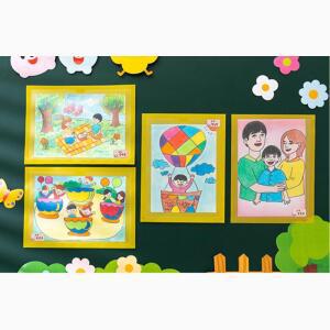 초등 교실게시판 미술작품용 자석부착 반투명파일커버 전시화일 5개 키덜트