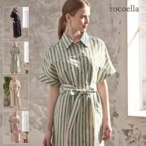 카넬 소프트워싱 코튼 100 스트라이프 원피스