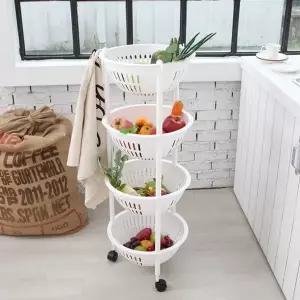 [보노하우스]코지 바스켓 타워 4단 발판형 바퀴형 간식 과일 야채 보관함