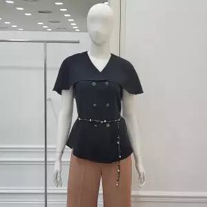 [미니멈]케이프 슬리브리스 블라우스 (MXBAWB4240BK)_IC