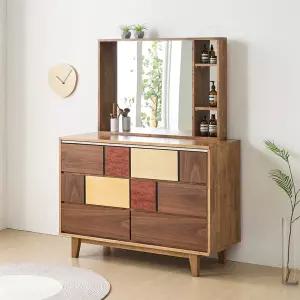 [우아미가구]노현 고무나무 원목 몬드리아 와이드 화장대 1200