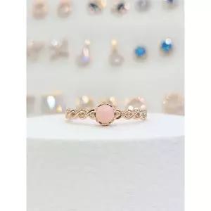 14k/18k 금 천연 핑크 오팔 원석 반지 12GGP4-5742-DR