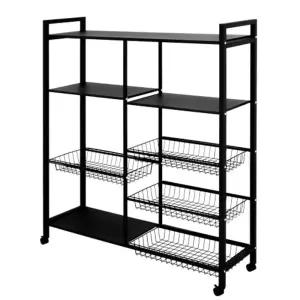 (4단 폭114cm co-00897) 이동식 철제 바구니 장식장/베란다/거실/거치대/사무실/진열대/세탁실/주방/수납