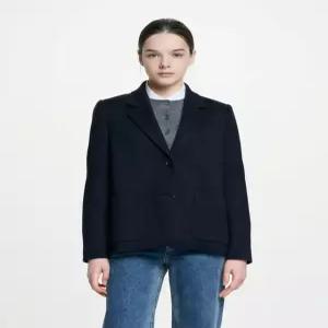 헤지스 여성 26SS [인기소량재입고/품절임박] 울폴리 테일러드 자켓 네이비 HSJA6B203N2