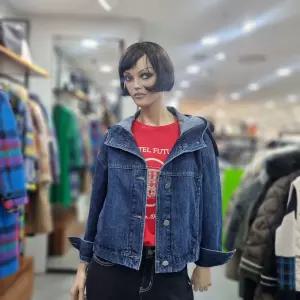 베네통/애플아울렛/백 강아지 니트 배색 후드 데님 점퍼/BAJPA2611