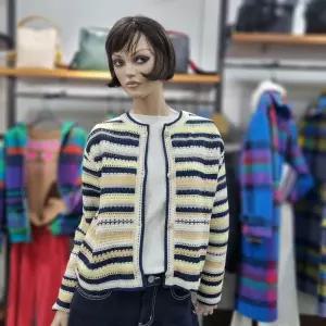 베네통/애플아울렛/멀티 스트라이프 가디건형 자켓/BAJK02511