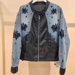 라티움 HC34 봄간절기 비즈자수페이크가죽배색숏짧은청자켓 T2613jk09