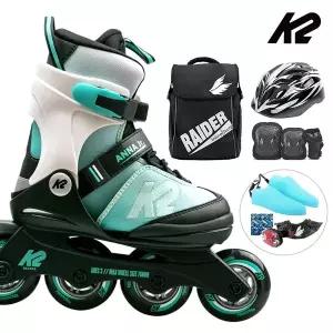[케이투스케이트]K2 인라인 스케이트 안나 주니어 민트+가방+헬멧+보호대 아동 어린이 인라인스케이트 ...