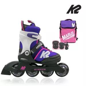 K2 안나 퍼플 아동인라인 5단계 사이즈조절 가방+보호대[세미]