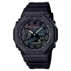 카시오 Casio 지샥 GA2100RW-1A 무지갯빛 벽돌 패턴 다이얼 카본 코어 가드 200M 방수 슈퍼 일루미네이터
