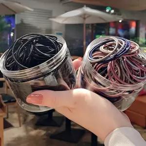 머리끈 100개 머리끈 여성 자국 안남는 짱짱한/헤어고무줄/세트/학생/머리고무줄/학교/헤어끈묶음/대용량