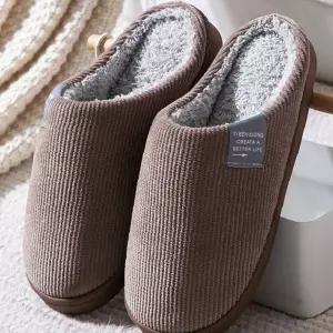 보온 슬리퍼 골지 양털 안감 겨울용 실내화 남녀공용 따뜻한 거실화 집안용 포근한