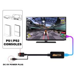PS2 PS1 PlayStation 1/2 게임 콘솔 용 호환 1080P PS1HDMI 변환기 어댑터 USB 전원 코드 포함 720P HD 케