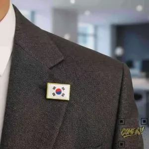 사각 태극기 뱃지 대한민국 애국 기념품 옷 가방 모자 핀버튼