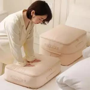 캐리어 압축 파우치 더블 지퍼 수납 여행용 압축 파우치 의류 캐리어용 이중 캠핑