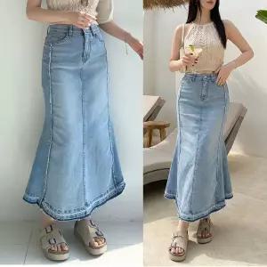 머메이드수술스커트 봄 하우룩 밴딩 인어 롱스커트 절개 sk