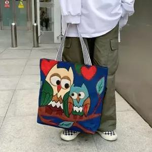 ( )여성천가방 데일리 보부상숄더백 귀여운부엉이 네이비