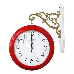PM2261 무소음 심플 양면 벽시계 레드 제조한국 인테리어 음벽 모던 국산 메탈 건전지 집들이 벽걸이 고급