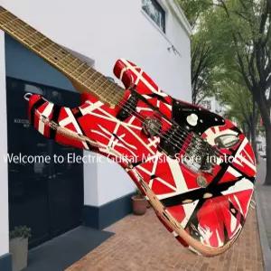 맞춤형 에드워드 블랙 화이트 스트라이프 플로이드 로즈 트레몰로 브리지 프랑켄슈타인 일렉트릭 기타