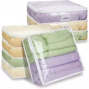 오클린 8개 투명 플라스틱 보관 가방 지퍼 16 x 14 4 인치 PVC 스웨터 시트 정리함 방수 지퍼가 달린 의류