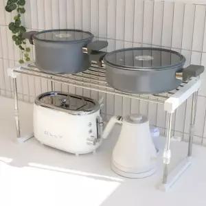 적층가능한 주방 냄비정리 선반-1단 너비높이조절 주방용품 보조