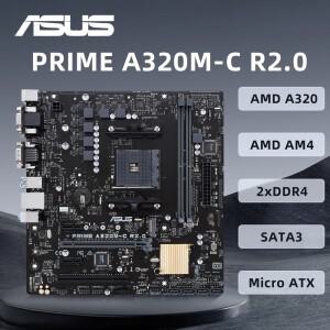 ASUS PRIME A320M-C R2.0 메인보드 지원 라이젠 5 2600X 3600 5600G 5600X3D CPU DDR4 3200MHz AMD M.2 NVM