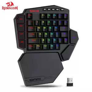 호환  Redragon K585 DITI 무선 한손 식 키보드 42 키 2.4Ghz RGB 게임용 키패드 PC 게임용 분리형 손목 지