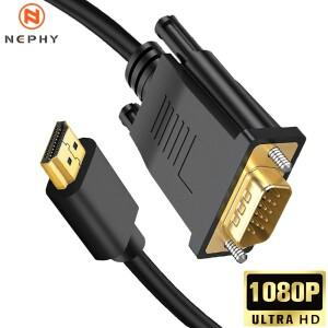 10M 5M 길이 HDMI to VGA 출력 케이블 비디오 컨버터 어댑터 플러그 고속 1080P 품질 노트북 컴퓨터 TV 남