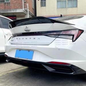 R스타일 ABS 광택 블랙 자동차 뒷 트렁크 뚜껑 스포일러 바디 키트 액세서리 현대 Elantra CN7 2020 -