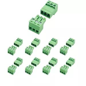 10개 세트 3핀 381mm 피치 스크류 단자 블록 커넥터 2816AWG 플러그형 퀵 노 납땜 피닉스 타입